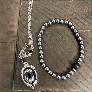 bat necklace and bracelet